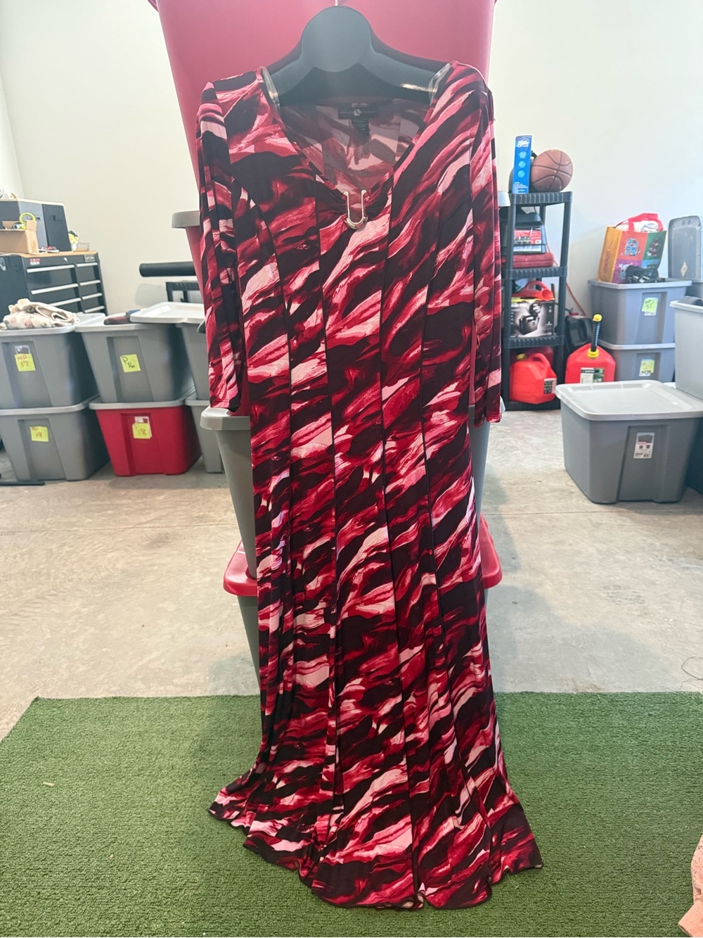 Women’s Red & Pink Patterned Maxi Skirt - Unbranded mp26
